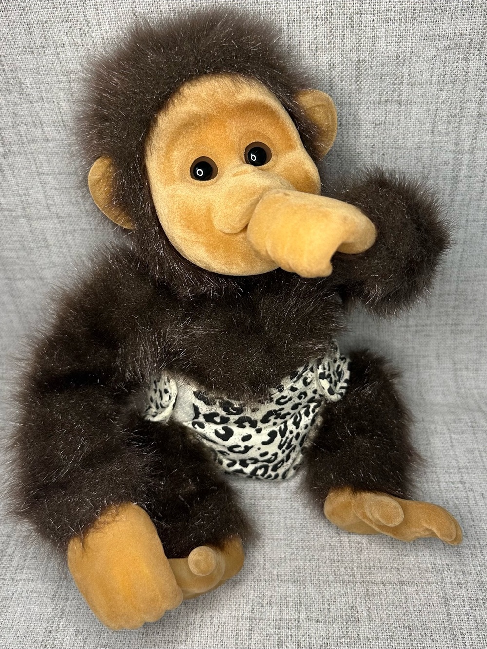 Vintage Plush Hosung thumb sucking baby Chimp Monkey with Squeaker